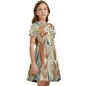 Leaves Pattern Flora Kids  Bow Tie Puff Sleeve Dress View2