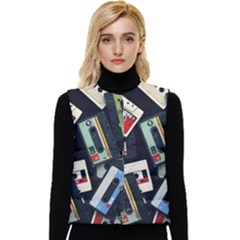 Abstract Case Women s Button Up Puffer Vest by kyorashop23
