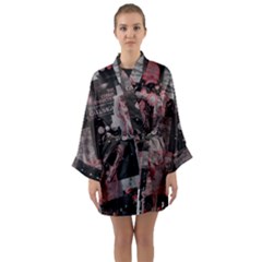 Aesthetic , Aesthetic, Dark Long Sleeve Satin Kimono by kyorashop23