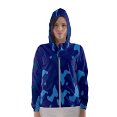 Blue Camouflage Pattern Women s Hooded Windbreaker by kyorashop23