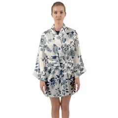 Blue Vintage Background Long Sleeve Satin Kimono by kyorashop23