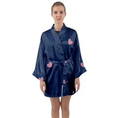 Corazones, Blue, Pattern Long Sleeve Satin Kimono by kyorashop23