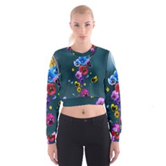 Falling Flowers, Art, Coffee Cup Cropped Sweatshirt by kyorashop23