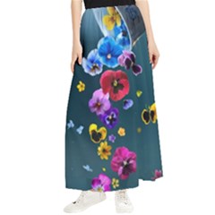 Falling Flowers, Art, Coffee Cup Maxi Chiffon Skirt by kyorashop23