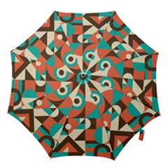 Retro Colorful Background, Retro Abstraction Hook Handle Umbrellas (large) by kyorashop23