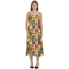 Template Christmas Pattern Casual Spaghetti Strap Midi Dress by Proyonanggan
