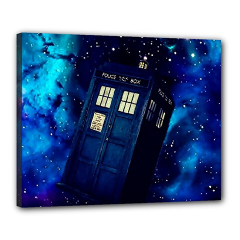 Tardis Doctor Who Space Galaxy Canvas 20  X 16  (stretched) by Cemarart
