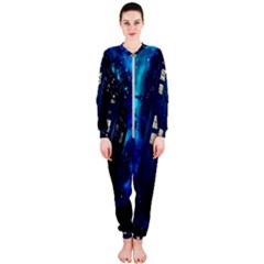 Tardis Doctor Who Space Galaxy Onepiece Jumpsuit (ladies) by Cemarart