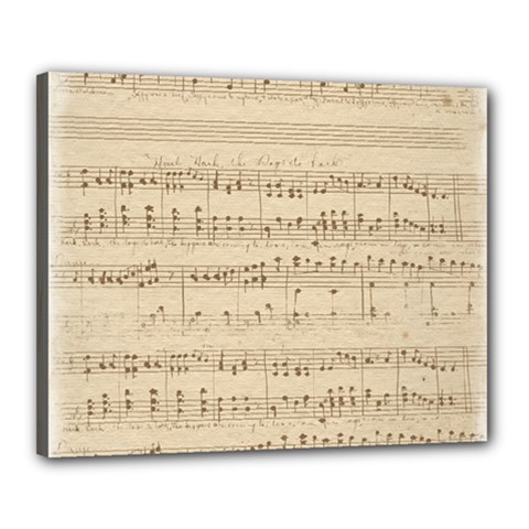 Vintage Beige Music Notes Canvas 20  X 16  (stretched) by Cemarart