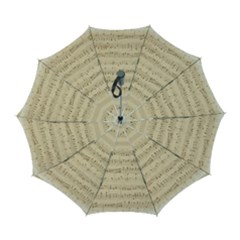 Vintage Beige Music Notes Automatic Folding Umbrella With Case (large) by Cemarart