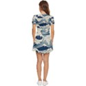Japanese Wave Pattern V-Neck High Waist Chiffon Mini Dress View4