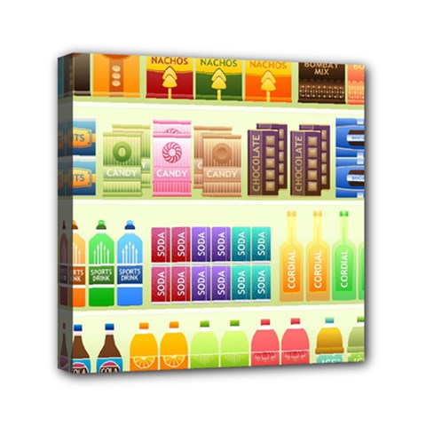 Supermarket Shelf Products Snacks Mini Canvas 6  X 6  (stretched) by Cemarart