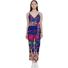 Enchanted Rose Stained Glass V-neck Camisole Jumpsuit by Cemarart