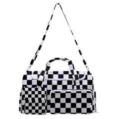 Pattern Checkered Squares Black White Pattern Sports Gym Duffle Bag With Shoe Compartment by Sabxi