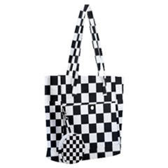 Pattern Checkered Squares Black White Pattern Everyday Shoulder Bag With Pouch Bag by Sabxi