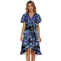 Round Wreath Women s Kimono Wrap Satin Dress by Sabxi