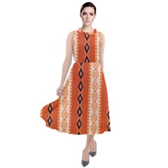 Geometrical Geometric Pattern Round Neck Boho Dress by Sabxi
