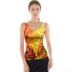 Leaves Plant Pattern Croton Nature Women s Basic Tank Top by Sabxi