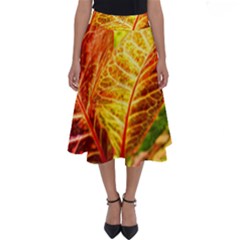 Leaves Plant Pattern Croton Nature Perfect Length Midi Skirt by Sabxi