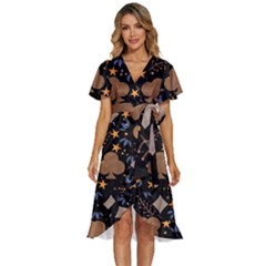 Seamless Pattern Repeat Repetition Women s Kimono Wrap Satin Dress by Sabxi