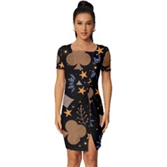Seamless Pattern Repeat Repetition Fitted Knot Split End Bodycon Dress by Sabxi