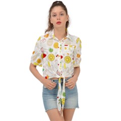 Pattern Seamless Texture Fruit Tie Front Shirt  by Sabxi
