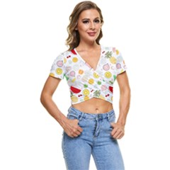 Pattern Seamless Texture Fruit Short Sleeve Foldover T-shirt by Sabxi
