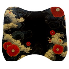 Korean Art Flowers Asian Pattern Velour Head Support Cushion by Sabxi