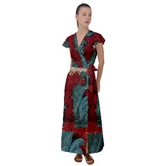 Birds Flutter Sleeve Maxi Dress by bestdesignintheworld