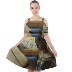 Clock And Lady Cut Out Shoulders Dress by bestdesignintheworld