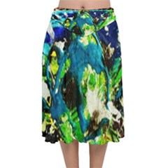 Avocado Velvet Flared Midi Skirt by bestdesignintheworld