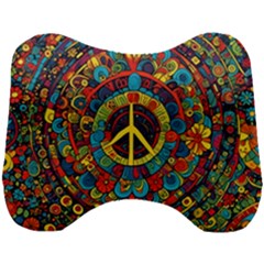 Peace Abstract Pattern Creative Drawing Head Support Cushion by Posterlux