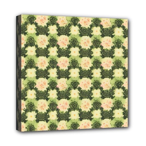 Retro 1880s Flowers Pattern 15 Mini Canvas 8  X 8  (stretched) by violetheavensky