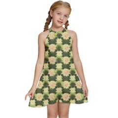 Retro 1880s Flowers Pattern 15 Kids  Halter Collar Waist Tie Chiffon Dress by violetheavensky