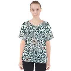 Retro Scandinavian Nordic Flowers Pattern 5 V-neck Dolman Drape Top by violetheavensky