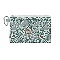 Retro Scandinavian Nordic Flowers Pattern 5 Canvas Cosmetic Bag (medium) by violetheavensky