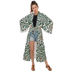 Retro Scandinavian Nordic Flowers Pattern 5 Maxi Kimono by violetheavensky