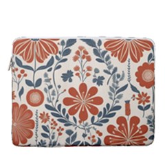 Retro Scandinavian Nordic Flowers Pattern 3 15  Vertical Laptop Sleeve Case With Pocket by violetheavensky