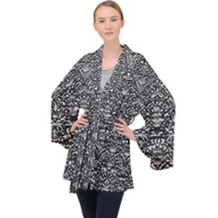 Gothic Leaf Pattern 2 Long Sleeve Velvet Kimono  by violetheavensky