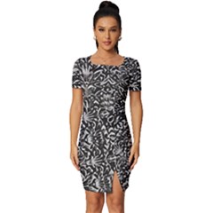 Gothic Leaf Pattern 2 Fitted Knot Split End Bodycon Dress by violetheavensky