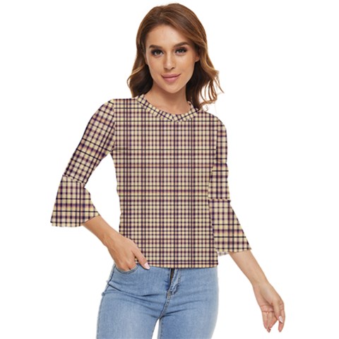 Retro 60s 50s Plaid Pattern 3 Bell Sleeve Top by violetheavensky