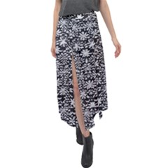 Gothic Leaf Pattern 3 Velour Split Maxi Skirt by violetheavensky