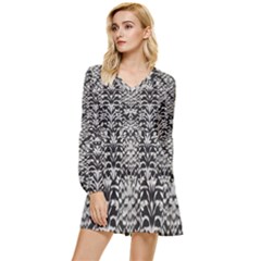 Gothic Leaf Pattern 4 Tiered Long Sleeve Mini Dress by violetheavensky
