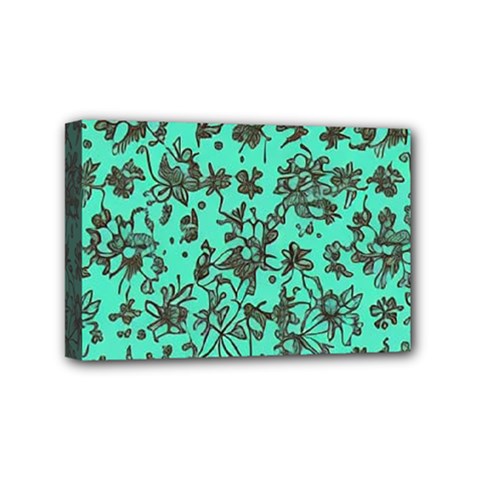Mid Century Retro Floral 1970s 1960s Pattern 102 Mini Canvas 6  X 4  (stretched) by violetheavensky