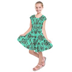Mid Century Retro Floral 1970s 1960s Pattern 102 Kids  Short Sleeve Dress by violetheavensky