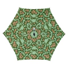 Retro 1880s Flowers Pattern 5 Automatic Folding Umbrella With Case (small) by violetheavensky