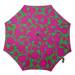 Mid Century Retro Floral 1970s 1960s Pattern 98 Hook Handle Umbrellas (large) by violetheavensky