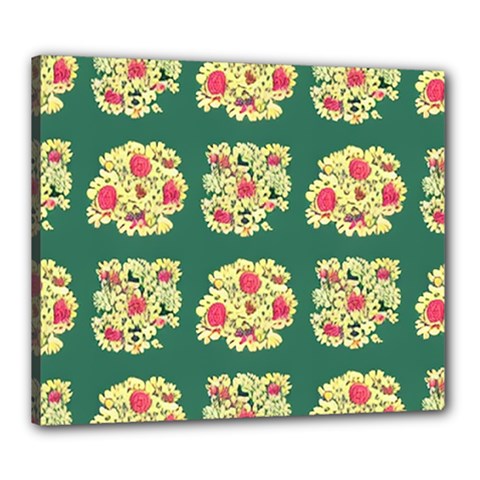 Retro 1880s Flowers Pattern 6 Canvas 24  X 20  (stretched) by violetheavensky
