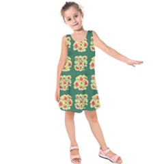 Retro 1880s Flowers Pattern 6 Kids  Sleeveless Dress by violetheavensky