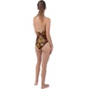 Mid Century Retro Floral 1970s 1960s Pattern 95 Plunge Cut Halter Swimsuit View2